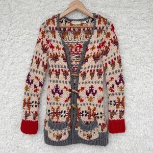 Sleeping on Snow Anthropologie Sweater Cardigan Knit Bowo chunky‎ Multi-color XS